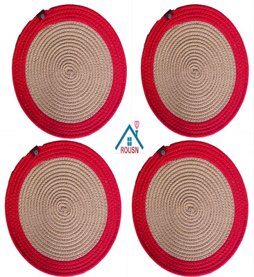 ROUSN Round Pack of 4 Table Placemat(Multicolor, Cotton)