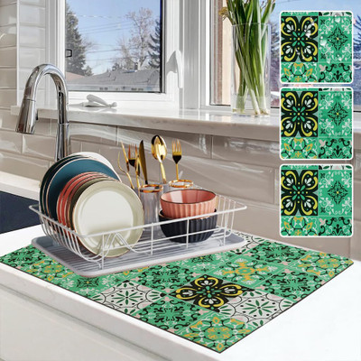 Zibuyu Rectangular Pack of 1 Table Placemat(Green, Rubber)