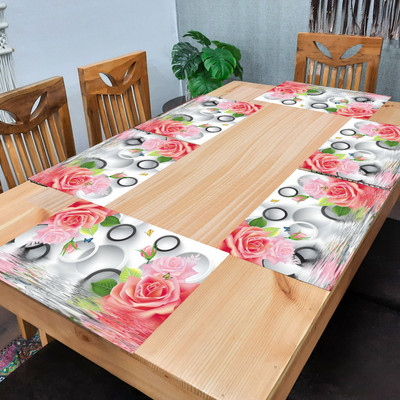 Creadcraft Rectangular Pack of 6 Table Placemat(Multicolor, Yellow, PVC)