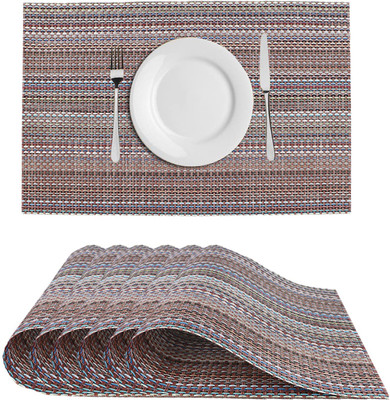 Dakshya Industries Rectangular Pack of 6 Table Placemat(Brown, PVC)