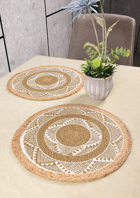 Saral Home Round Pack of 2 Table Placemat(Beige, Cotton)