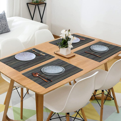 DPA Collection Rectangular Pack of 4 Table Placemat(Green, PVC)