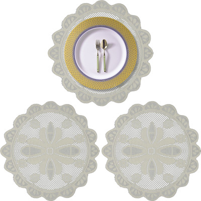 KUBER INDUSTRIES Round Pack of 3 Table Placemat(Yellow, Cotton)