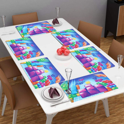 DPA Collection Rectangular Pack of 6 Table Placemat(Blue, PVC)