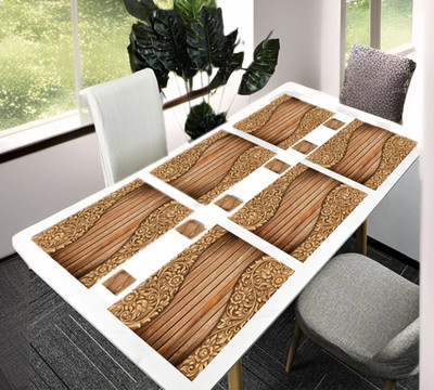 REVEXO Rectangular Pack of 6 Table Placemat(Brown, Yellow, PVC)