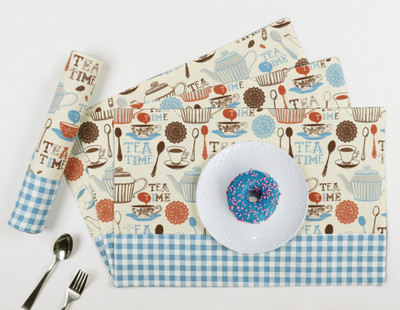 AIRWILL Rectangular Pack of 4 Table Placemat(Blue, Beige, Multicolor, Cotton)
