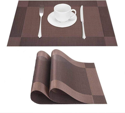 Buganda Rectangular Pack of 2 Table Placemat(Brown, PVC)