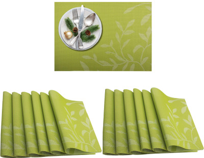 HomeHunt Rectangular Pack of 12 Table Placemat(Light Green, PVC)