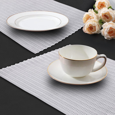 Dakshya Industries Rectangular Pack of 2 Table Placemat(Silver, PVC)