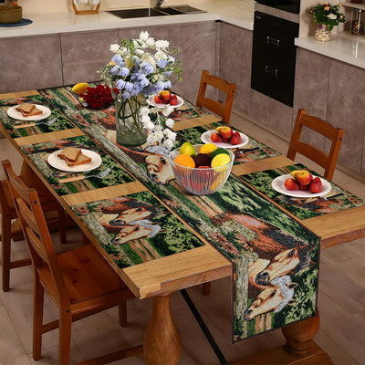 PRAKARTIK Rectangular Pack of 7 Table Placemat(Green, Brown, Cotton)