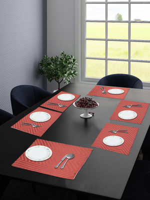 Saral Home Rectangular Pack of 6 Table Placemat(Maroon, Cotton)