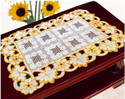 SHRI MAHAVIR IMPEX Rectangular Pack of 6 Table Placemat(Gold, Lace)