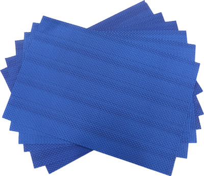 KiaraHome Rectangular Pack of 6 Table Placemat(Blue, PVC)