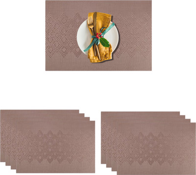 Lellow Rectangular Pack of 8 Table Placemat(Peach, PVC)