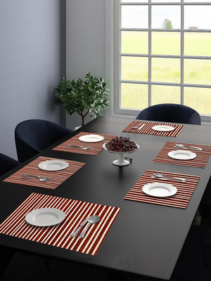 Saral Home Rectangular Pack of 6 Table Placemat(Red, Velvet)