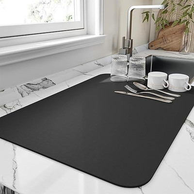 HIKIN SUPERMARKET Rectangular Pack of 1 Table Placemat(Black, Silicone)