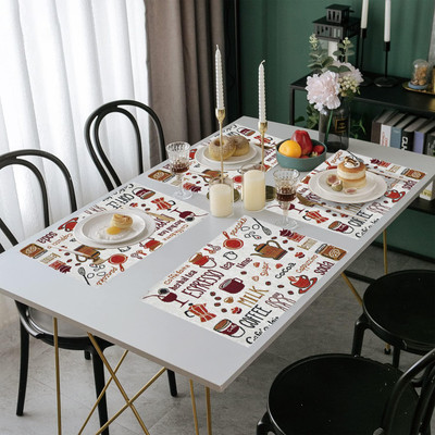 PRAKARTIK Rectangular Pack of 4 Table Placemat(Brown, Orange, Yellow, Cotton)