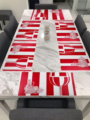 E-Retailer Rectangular Pack of 6 Table Placemat(Red, PVC)