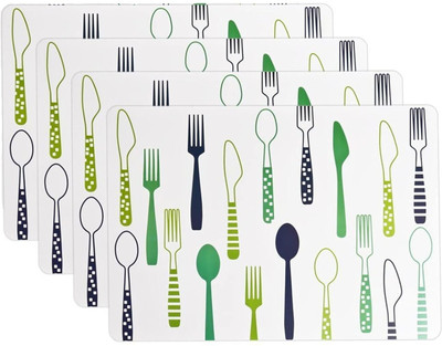DANSR Rectangular Pack of 4 Table Placemat(Green, Plastic)