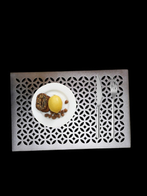 DECOLOGY Rectangular Pack of 6 Table Placemat(Silver, Leather)