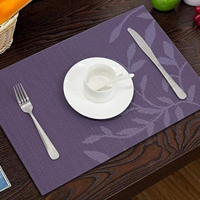 primetreads Rectangular Pack of 4 Table Placemat(Purple, PVC)