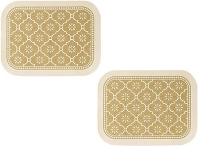 Besillia Rectangular Pack of 2 Table Placemat(Gold, Leather)