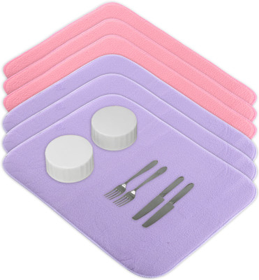 KUBER INDUSTRIES Rectangular Pack of 6 Table Placemat(Purple, Pink, Microfibre)