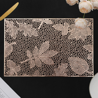 DPA Collection Rectangular Pack of 2 Table Placemat(Gold, PVC)