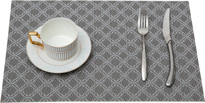 HS WORLD Rectangular Pack of 1 Table Placemat(Grey, PVC)