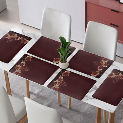 Kanushi Industries Rectangular Pack of 6 Table Placemat(Brown, PVC)