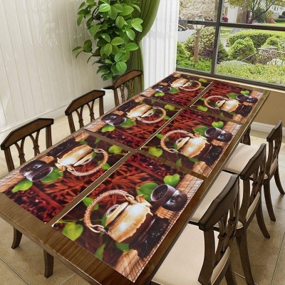 REVEXO Rectangular Pack of 6 Table Placemat(Gold, PVC)