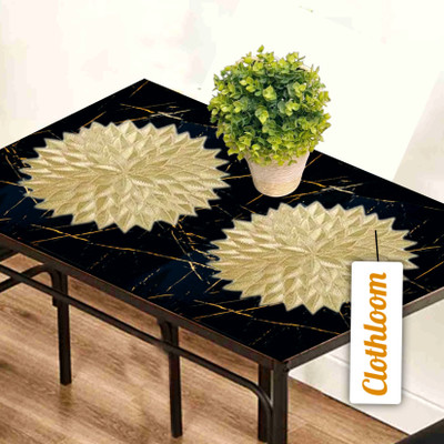 Clothloom Round Pack of 2 Table Placemat(Gold, Plastic)