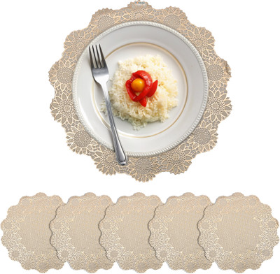 HOMESTIC Round Pack of 6 Table Placemat(Gold, Leather)