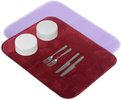 KUBER INDUSTRIES Rectangular Pack of 2 Table Placemat(Maroon, Purple, Microfibre)
