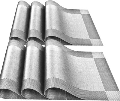 IndusBay Rectangular Pack of 6 Table Placemat(Silver, PVC)