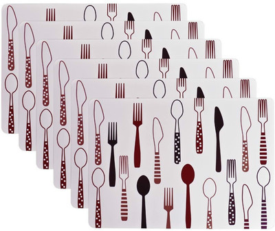 pepplo Rectangular Pack of 6 Table Placemat(Brown, Plastic)