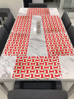 E-Retailer Rectangular Pack of 6 Table Placemat(Red, PVC)