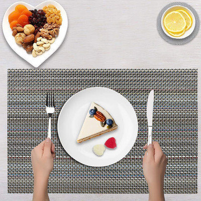 DPA Collection Rectangular Pack of 2 Table Placemat(Grey, PVC)