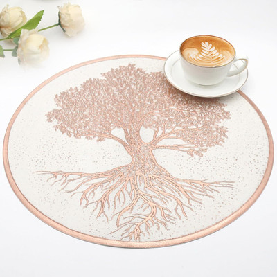 Dakshya Industries Round Pack of 6 Table Placemat(Brown, PVC)