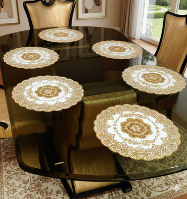 Univara Round Pack of 6 Table Placemat(Gold, PVC)