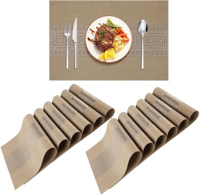 YELONA Rectangular Pack of 12 Table Placemat(Brown, Grey, PVC)