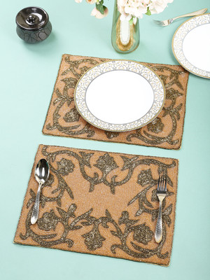 Aaditya Exports Rectangular Pack of 2 Table Placemat(Brown, Polyester)