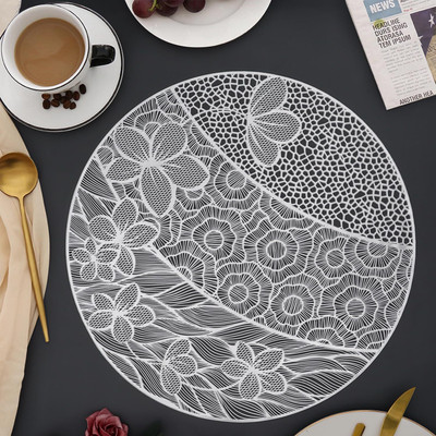Flipkart SmartBuy Round Pack of 2 Table Placemat(Silver, PVC)