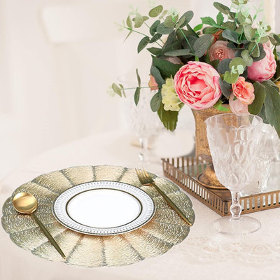 HomeCloud Round Pack of 1 Table Placemat(Gold, PVC)