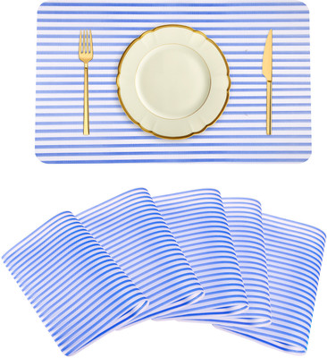 KUBER INDUSTRIES Rectangular Pack of 6 Table Placemat(Blue, PVC)