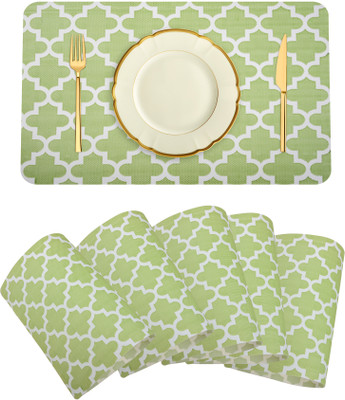 KUBER INDUSTRIES Rectangular Pack of 6 Table Placemat(Green, PVC)