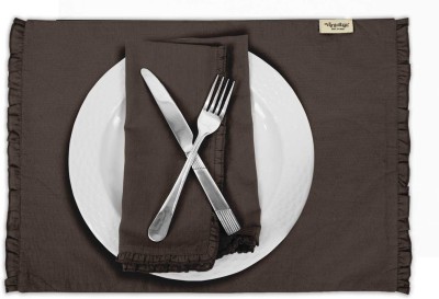 Vargottam Rectangular Pack of 6 Table Placemat(Grey, Black, Cotton)