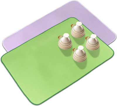 KUBER INDUSTRIES Rectangular Pack of 2 Table Placemat(Purple, Green, Microfibre)