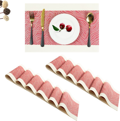 Lellow Rectangular Pack of 12 Table Placemat(Red, PVC)