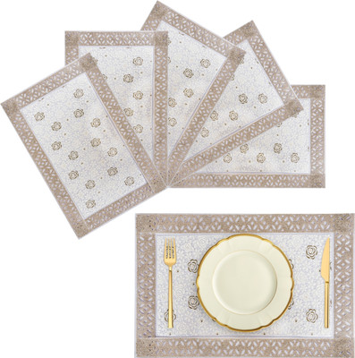 KUBER INDUSTRIES Rectangular Pack of 6 Table Placemat(Yellow, PVC)
